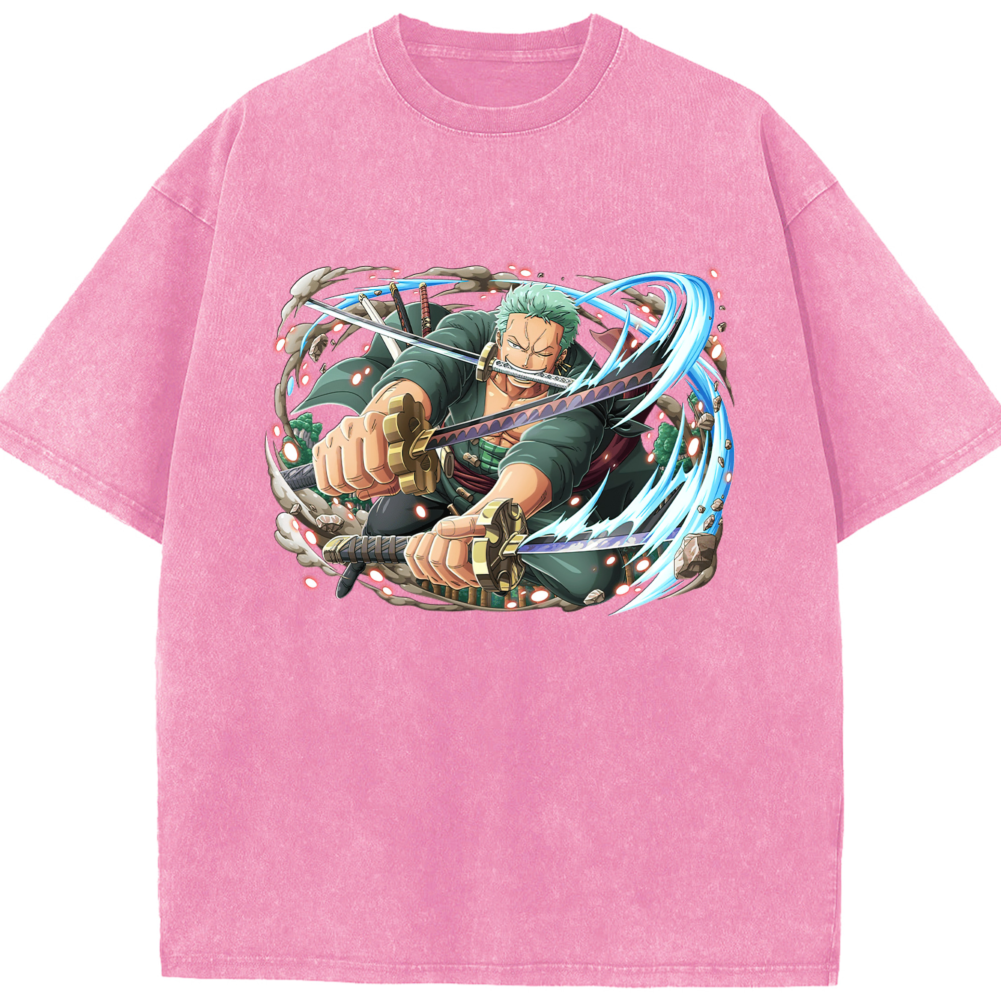 （画像用） ワンピース ロロノア・ゾロ ONE PIECE Roronoa Zoro 綿100% ヴィンテージ風 半袖Tシャツ（フロントプリント）